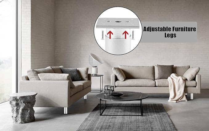 Set of 4 Furniture Legs 4 Inch, Adjustable Aluminum Alloy Cabinet Legs - Image 6