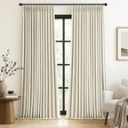 MIULEE Cream Pinch Pleated 100% Blackout Linen Curtains 40x84 Inches | Room by MIULEE