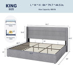 Allewie King Size Lift Up Storage Bed, Modern Wingback Headboard, Hydraulic - Image 2