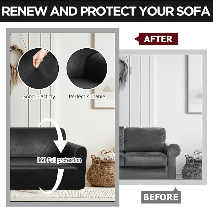 Peryiter 2 Pcs Sofa Covers Couch and Loveseat Covers Set Stretch Sofa Slipcover - Image 6