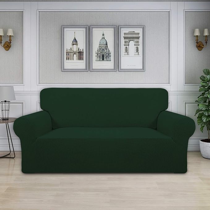 Easy-Going Stretch Oversized Loveseat Couch Covers Washable Dark Green | - Image 2