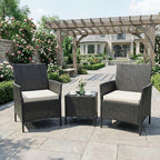 3PCS Outdoor Patio Bistro Set, PE Rattan Wicker Armchairs - Image 3