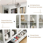 78" Large Storage Cabinet with Glass Doors, China Hutch, Farmhouse Kitchen - Image 6