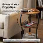 Small Round Side Table with Charging Station, 3-Tier Waist Circular End Table - Image 6