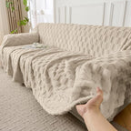 Fuzzy Couch Cover for Sectional Sofa, Non-Slip Caramel Sofa Cover for Dogs - Image 4