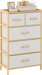Giantex 5-Drawer Dresser for Bedroom, Bamboo Storage Tower by Giantex