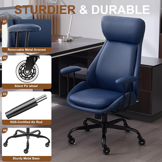 E-Motie Office Chair, Leather Desk Chair - Image 5