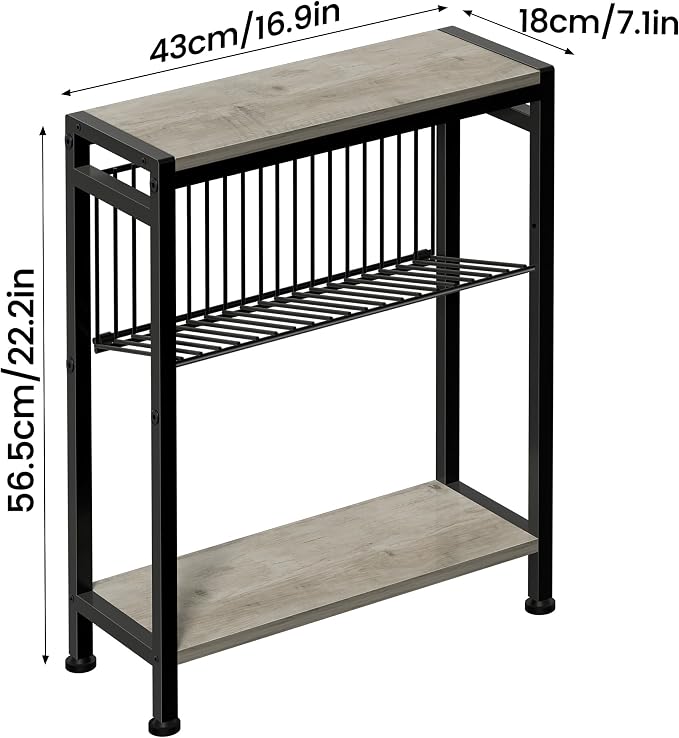 Small Side Table Set of 2 for Small Space, 3-Tier Narrow End Table - Image 3