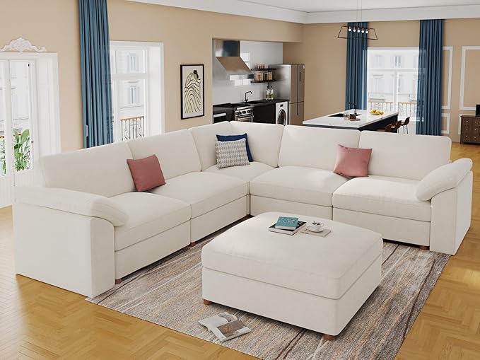 EASE MOOSE Sectional Modular Sofa, Luxury FSC Certified Chenille Comfty Deep - Image 5