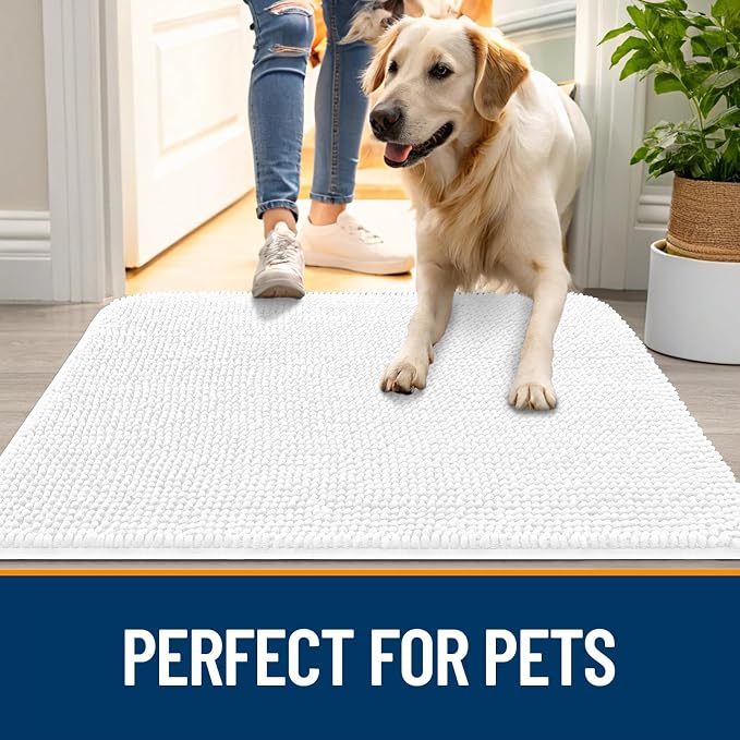 OLANLY Dog Door Mat for Muddy Paws 40x24, Super Absorbent Chenille Mud Mat | - Image 6