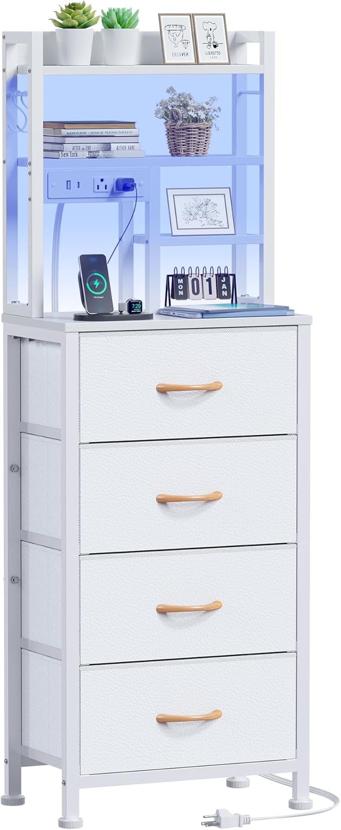Furnulem Tall Night Stand, 52.1 Inch LED Nightstand by Furnulem