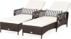 COSTWAY PE Rattan Chaise Lounge Chair, 6 Gear Adjustable Recliner by COSTWAY