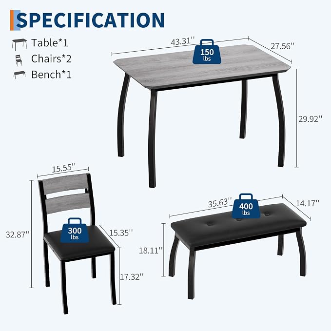 IDEALHOUSE 43'' Dining Table Set - Image 2