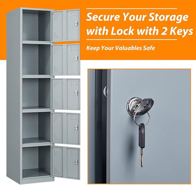 71" Metal Storage Locker With 5 Doors - Image 6