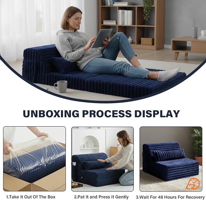 Tiita Folding Sofa Bed Single Size, Convertible Sleeper Chair Mattress - Image 9