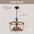 20" Farmhouse Chandelier, Rustic Drum Chandelier Light Fixture Over Table - Image 2