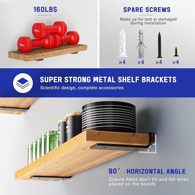 Goovilla Shelf Bracket, Heavy Duty Floating Shelf Brackets 8 inch Long - Image 3