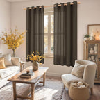 YoungsTex Brown Linen Curtains 63 Inches Long - Image 2