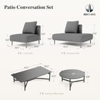 HERA'S HOUSE Metal Patio Furniture Set, Modular 6 Seats and 1 Nesting Coffee - Image 9