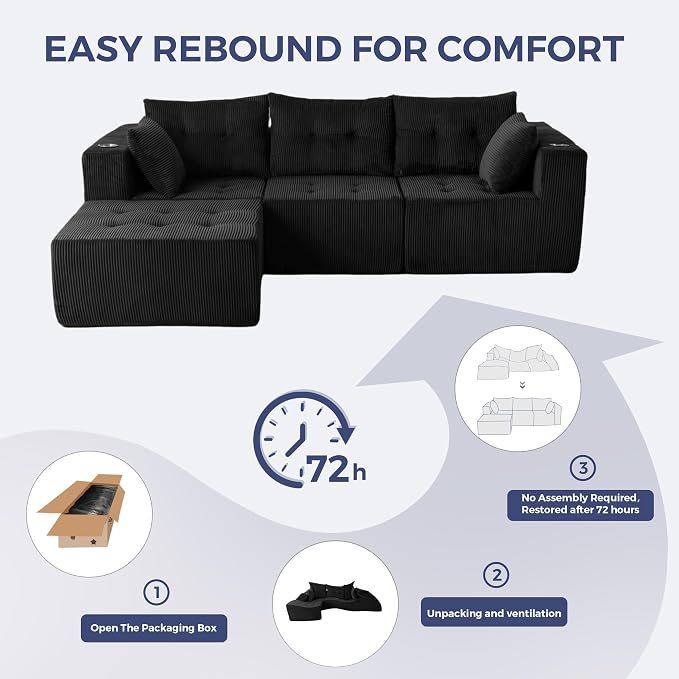 MAXYOYO Modular Sectional Sofa Couch, L Shaped Modern Cloud Couch - Image 5