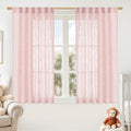 Pink Linen Curtains 54 Inch Length by LAMIT