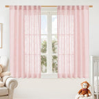 Pink Linen Curtains 54 Inch Length by LAMIT