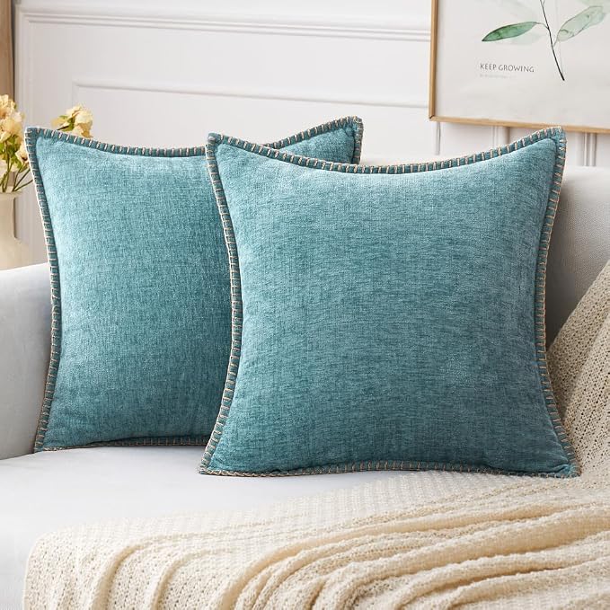 MIULEE Decorative Couch Throw Pillow Covers 18x18 Inch Coastal Aqua Blue | 2 by MIULEE