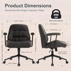 IWMH Leather Office Chair with Removable Armrests，Mid-Back Ergonomic Desk Chair - Image 3