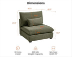 CHIC HOUSE Module for Modular Oversized Couch, Corduroy Customizable Chaise - Image 2