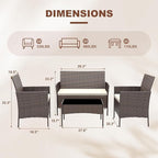 4-Piece Outdoor Furniture Set, PE Rattan Wicker Chairs - Image 2