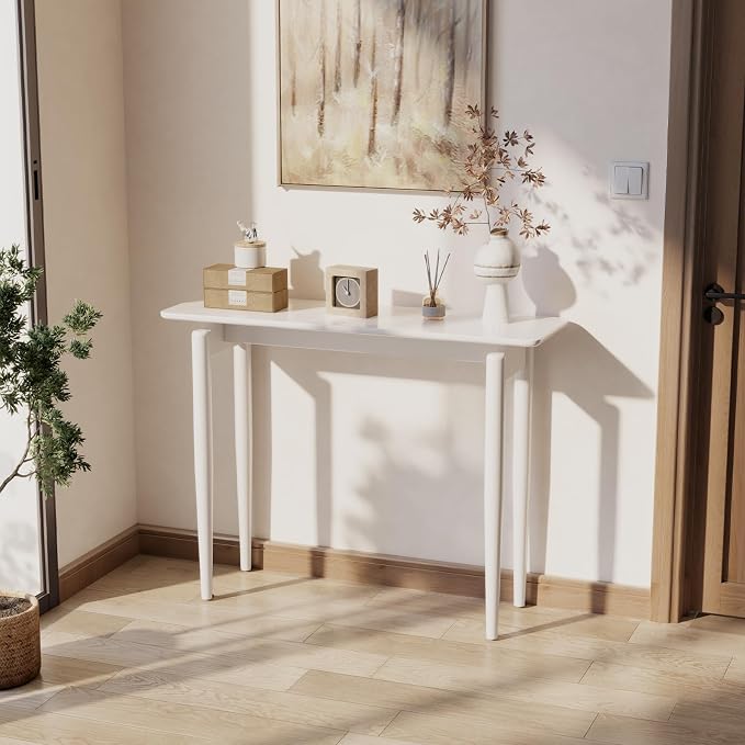 AQIMUELE Wood Console Table White Entryway Table, Thin Console Table, Sofa - Image 5
