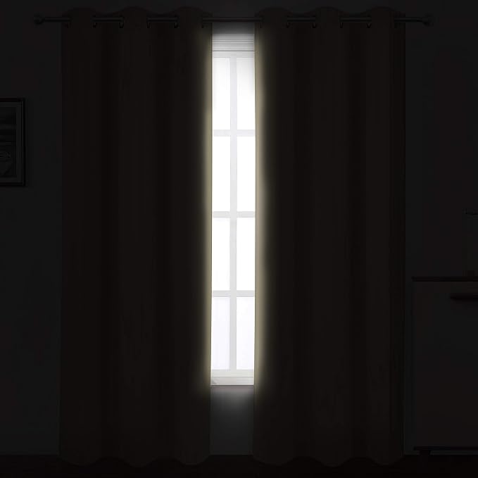 Beige Thermal Blackout Curtains/38 x 84 Inch/Set of 2 Panels Room Darkening - Image 3