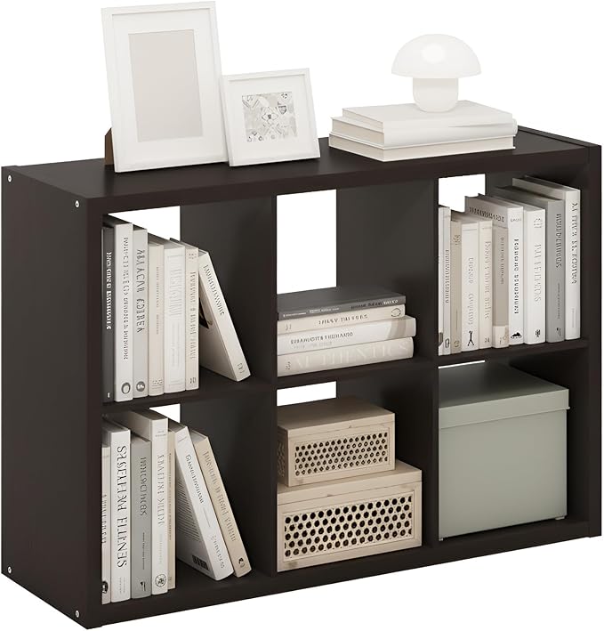Furinno Cubicle Book Shelf, 6-Cube Bookshelf, Extra Thick Frame Horizontally & by Furinno-FitsYourSpaceFitsYourBudget