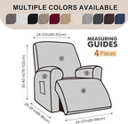 Recliner Chair Covers, 4-Piece Stretch Geometric Strokes Jacquard Reclining - Image 2
