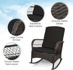 LEVELEVE 3 pcs Rocking Bistro Set Conversation Chairs PE Wicker Outdoor Rocking - Image 2