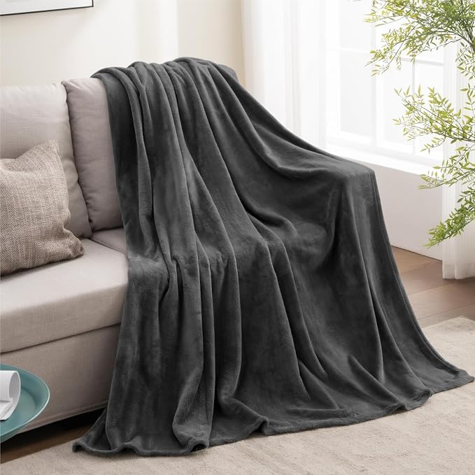BEDELITE Fleece Blanket Soft Plush Twin Size Blanket Charcoal Grey 60"x80" | - Image 6
