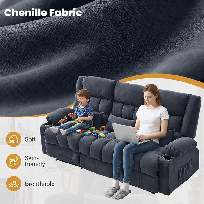 BOSMILLER Reclining Sofa with Cup Holders - Image 6