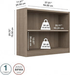 Bush Home Small 2 Shelf Bookcase, 2 Tier Bookshelf Storage Cabinet - Image 8
