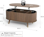SULIVES Oval Coffee Table with Storage, Small Fluted Center Table - Image 2