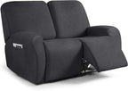 ANARACHON Leather Look Loveseat Recliner Cover, 6-Pieces Stretch Dual Recliner by ANARACHON