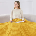 BEDELITE Ribbed Twin Blanket for Couch & Bed, Light Yellow, Warm Yet Lightweight - Image 3
