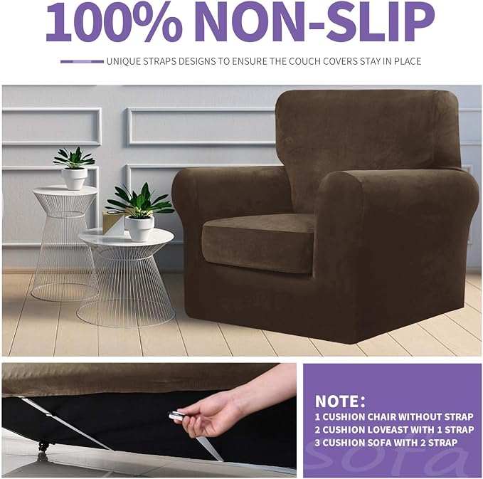 ZNSAYOTX Oversized Velvet 3 Piece Couch Cover - Image 5