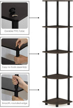 Furinno TURN-N-TUBE Corner Shelf, 5-Tier Corner Bookshelf, Open Storage Shelves - Image 7