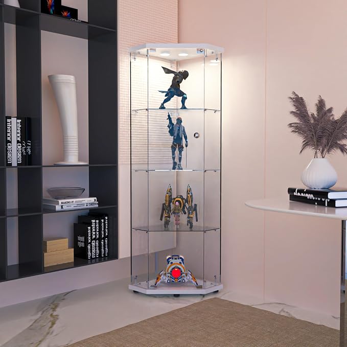 LFT HUIMEI2Y Glass Display Corner Cabinet 4-Shelf, Curio Cabinets Fast - Image 8