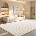 Creamy White Rabbit Plush Rug 5'x8', Fluffy Faux Fur Shaggy Area Rug by CHOVY