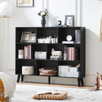 LEYAOYAO 10 Cube Bookshelf, 3 Tier Vintage 55" Wide Bookcase - Image 7