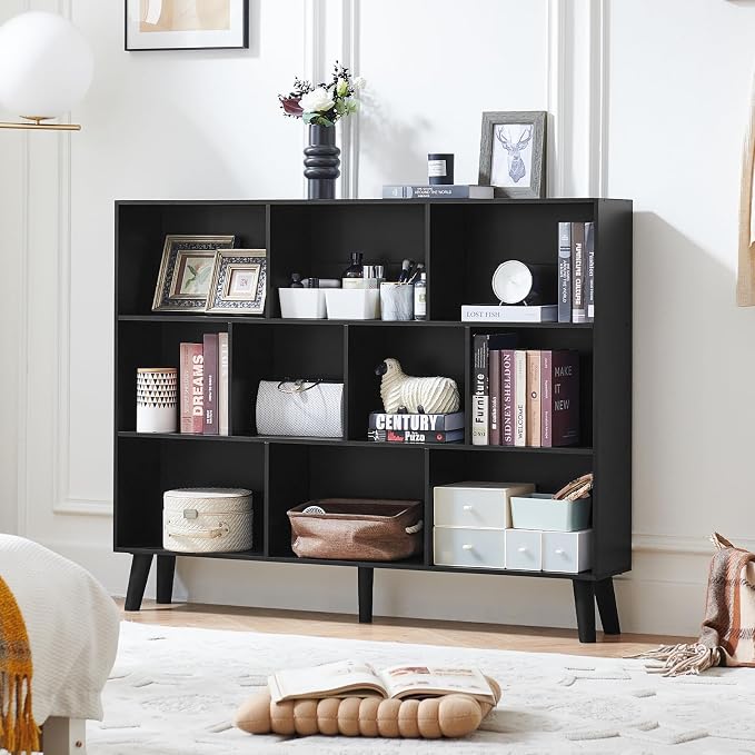 LEYAOYAO 10 Cube Bookshelf, 3 Tier Vintage 55" Wide Bookcase - Image 7