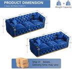 Luxury Chesterfield Sofa Set of 2, Velvet Tufted Couch Victorian Black and Gold - Image 2