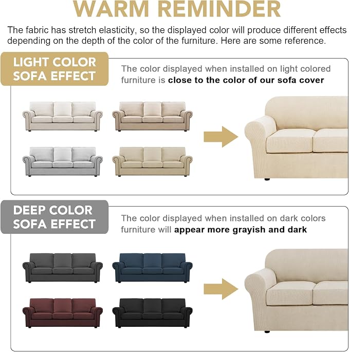 H.VERSAILTEX 4 Piece Stretch Sofa Covers - Image 4