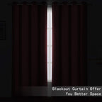 Blackout Curtains 66 x 95 inch/Burgundy Red Curtains Set of 2 Panels/Thermal - Image 3